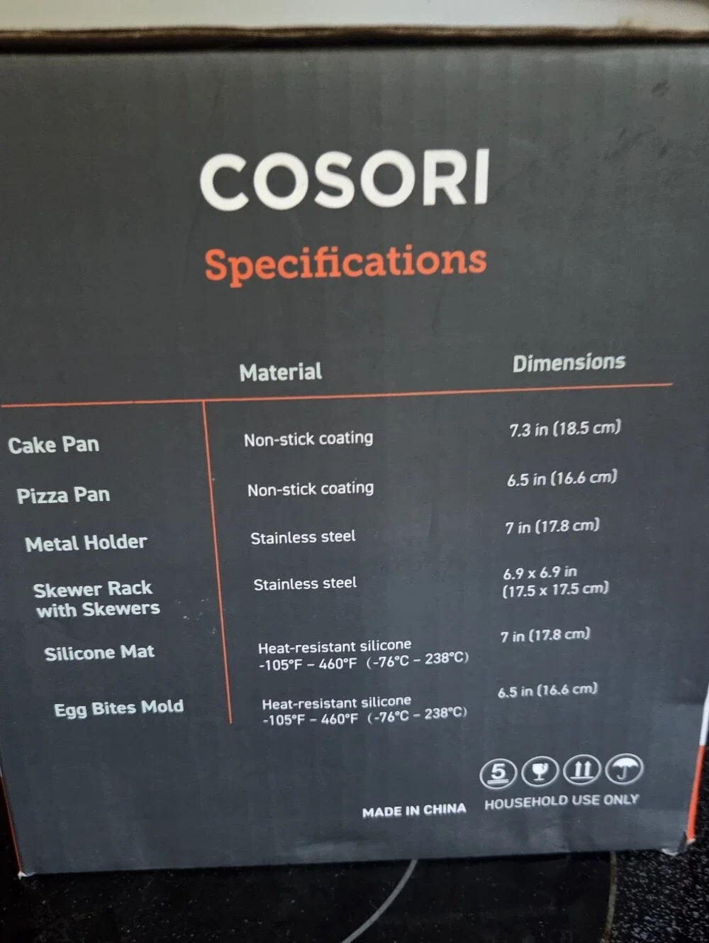 NIB Cosori 5.8 Qt Air Fryer 7 Piece Accessories C158-6AC